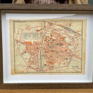 Framed Vintage Map of Parma, Italy - 1927 Cartography